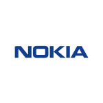 the nokia logo on a black background